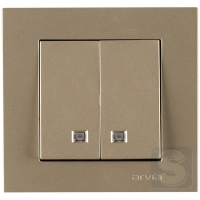 Выключатель двухклавишный с подсветкой Arvia Electric KAREN Титан (20 05 2000 203)